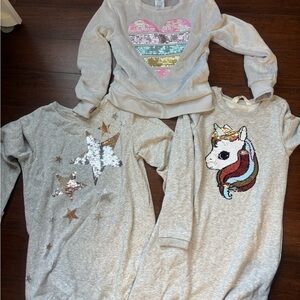 3 pieces of girls ' Sequin Sweatshirt and Dress Set